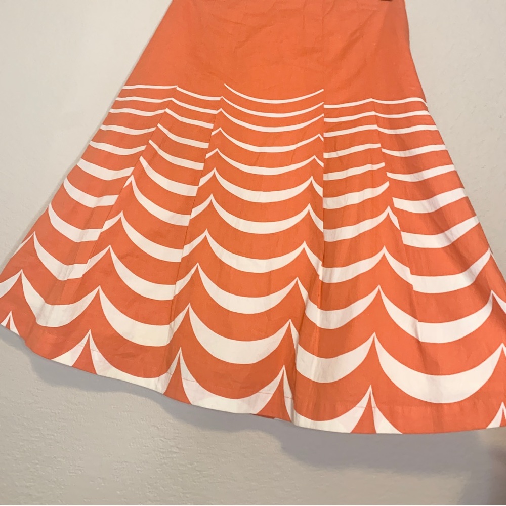 Boden Women’s Lined Orange Cotton Printed Riviera Circle Skirt Size 2 - Picture 7 of 11